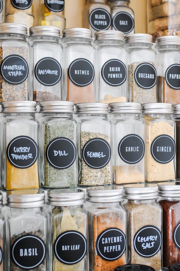 Spice Jars with Matching Labels