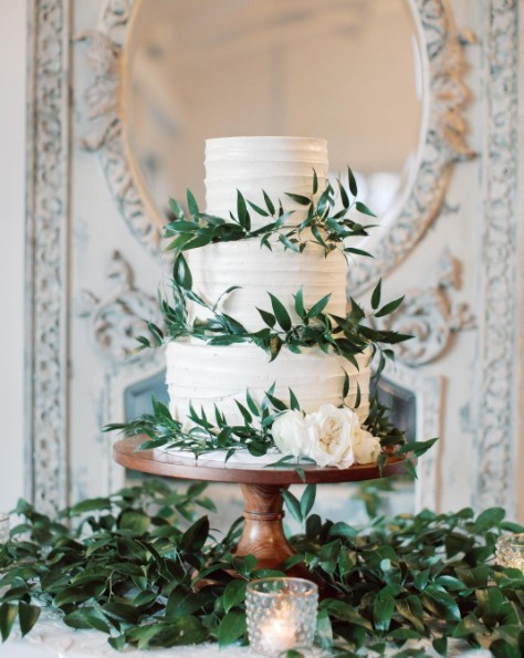 Elegant wedding cake with floral decor