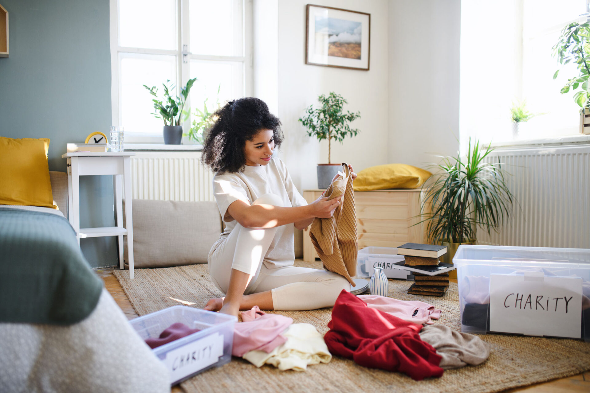 Young Woman Starting to Declutter Home
