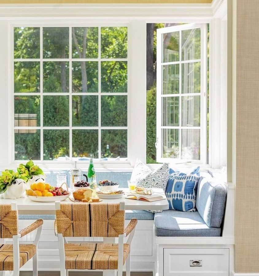 Bright, sunny breakfast nook in a modern vacation home