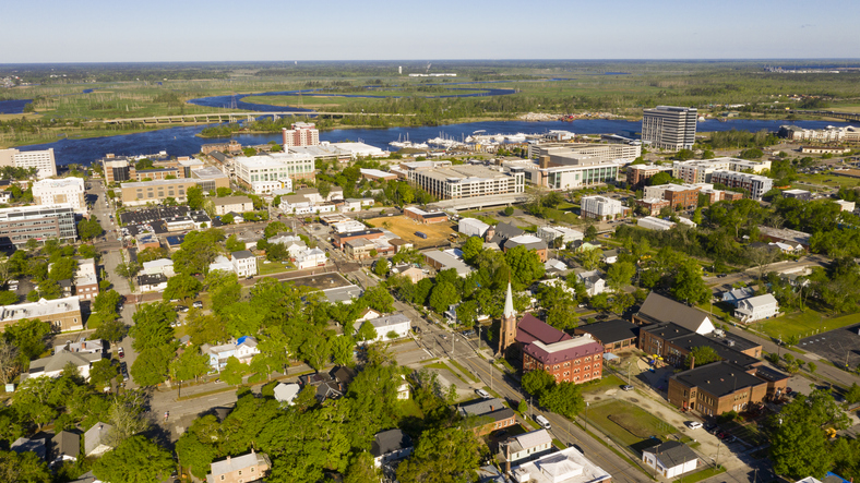 flyover view of wilmington, nc